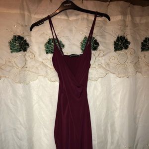 Pretty Little Thing Burgundy Slinky Dress